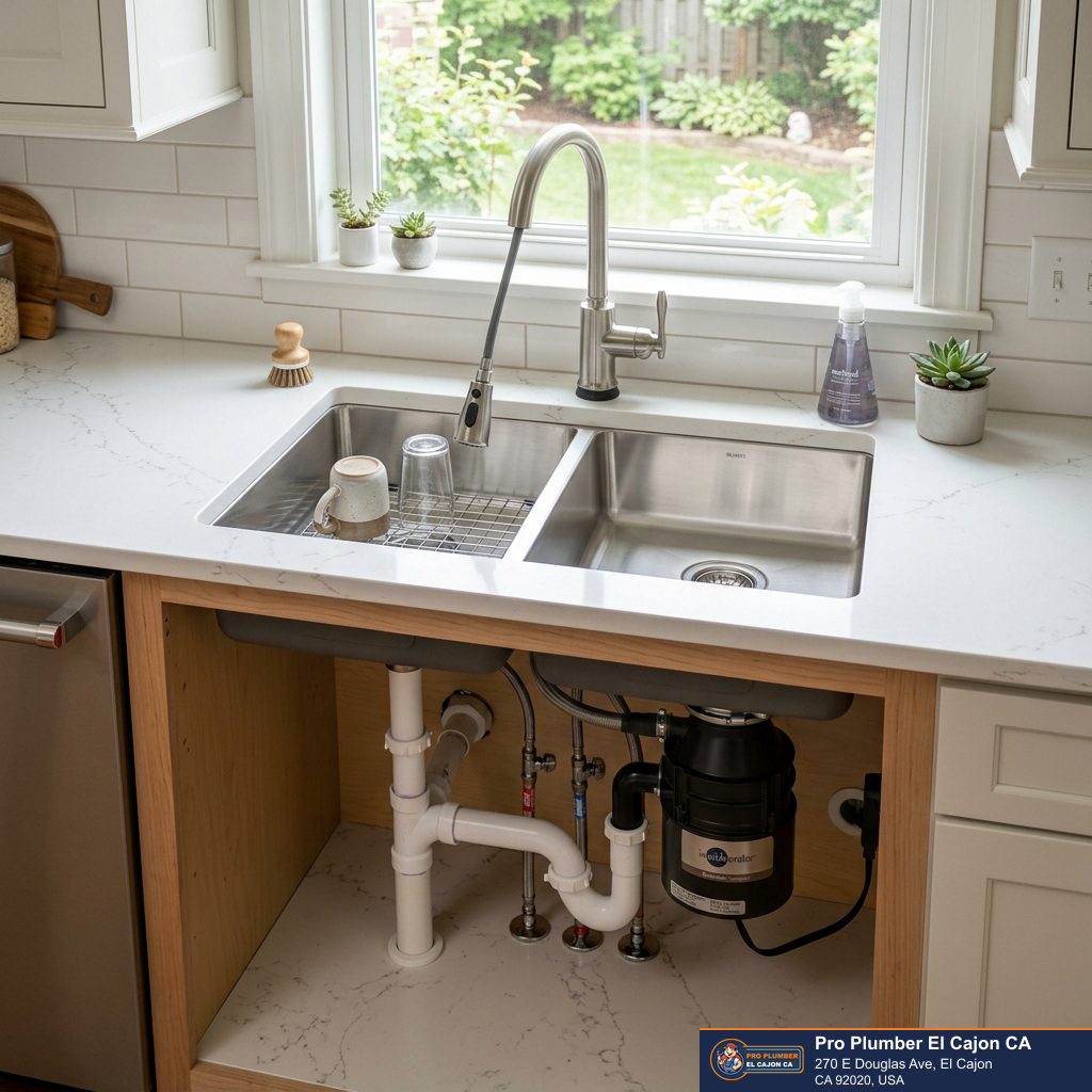 Kitchen sink drain pipes and garbage disposal connections for El Cajon plumbing service Kitchen sink drain pipes and garbage disposal connections for El Cajon plumbing service